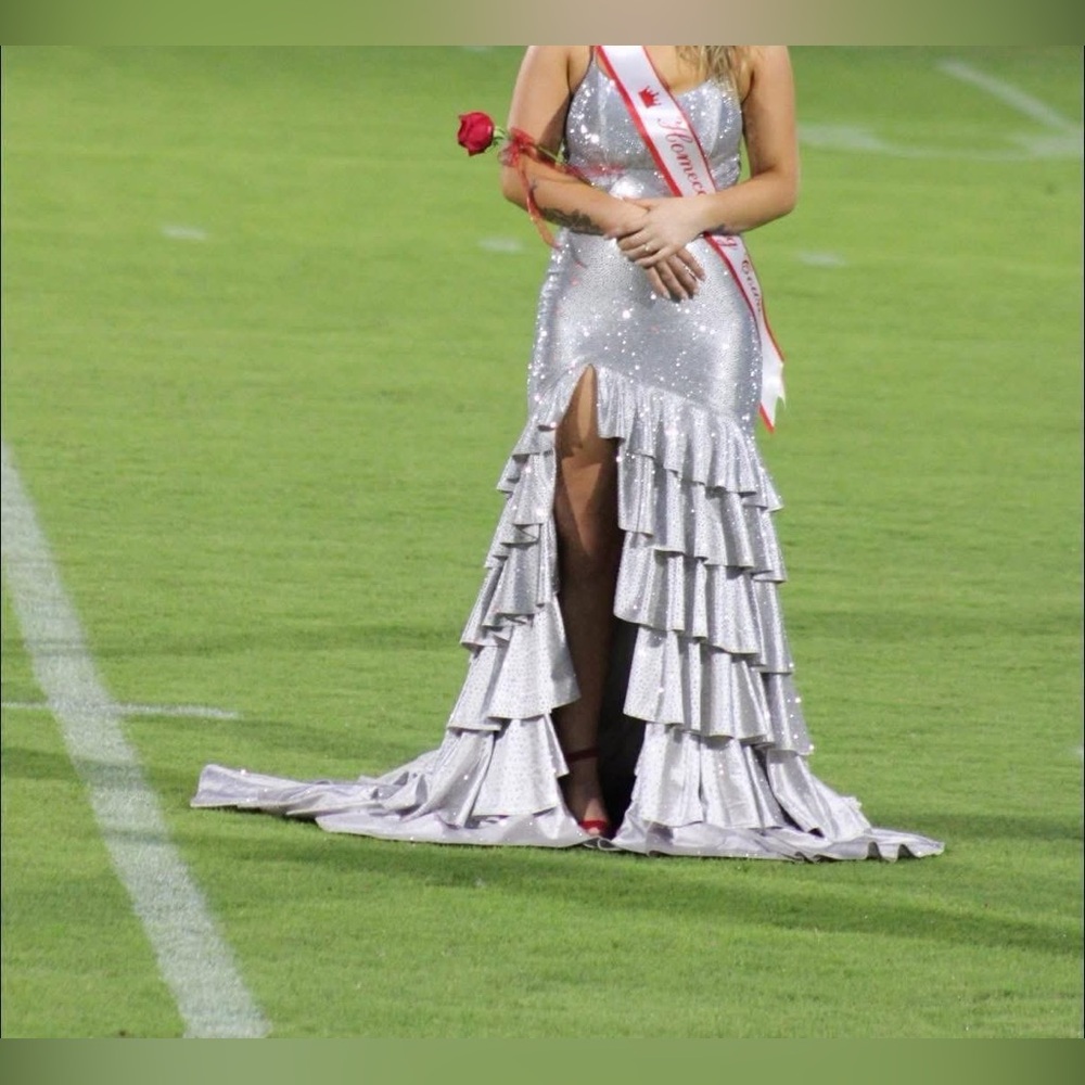 Sherri Hill Silver Prom Dress